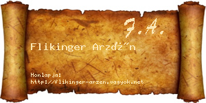 Flikinger Arzén névjegykártya